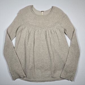 Free People Gray Merino Wool Blend Babydoll Tunic Sweater S